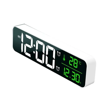 2X Moda Sala de estar Digital Pantalla LED Digital Calendario Perpetuo Reloj Luminoso de Silencio de Alarma Electrónica Reloj Blanco