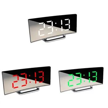 Nueva Pantalla Grande del Espejo del LED Reloj de Alarma Silenciosa Reloj de Escritorio de la Decoración del Hogar de Ahorro de Energía de Almacenamiento de Datos de Reloj