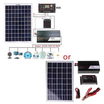 Panel Solar Kit w/Controlador y 1000W Inversor para RV, Barco Marino Fuera de la red Sy Y08D