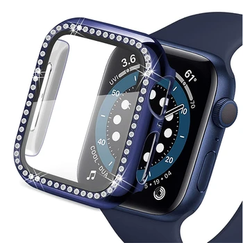 para el apple watch 6 se caso 40mm 44mm HD de Pantalla de Cristal Templado Protector + Brillantes Diamantes de PC de Parachoques para el iwatch 5 4 3 caso 42 38 mm