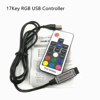 DC 5V USB LED RGB Controlador Mini 3Keys Dimmer 24Key 44key IR más remotas 17Keys RF Inalámbrico más remotas de Control para USB RGB de la Tira del LED