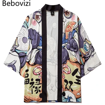 Cosplay de la Camisa de la Blusa para las Mujeres Yukata de Playa de Verano Haori la Ropa Tradicional Japonesa, el Anime Panda Kimono Pantalones Conjunto de Cardigan