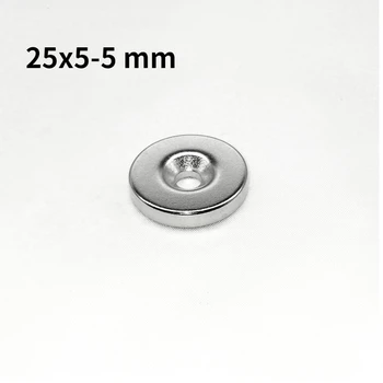 5~20PCS 25x5-5 mm Permanente de NdFeB Imanes Fuertes de 25*5 mm Agujero de 5mm Ronda Avellanados de Neodimio Magnético del Imán 25X5-5mm 25*5-5