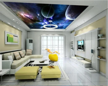 beibehang de Alta moda de la personalidad de la pintura decorativa de interiores papel de parede 3d de papel tapiz cósmico de las estrellas del cielo en el techo de fondo