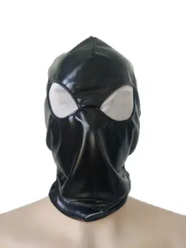 Adulto Cosplay Negro brillante metálico Extranjero capucha blanca abierta de la malla ojos Trajes de Fiesta Accesorios Máscaras de Halloween