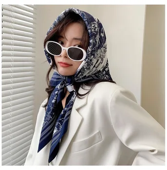 nueva primavera de la mujer de la bufanda de la calidad chal de seda de moda bufanda pañuelo en la cabeza de playa, protector solar bolsa pañuelo bufanda de 90 cm*90 cm