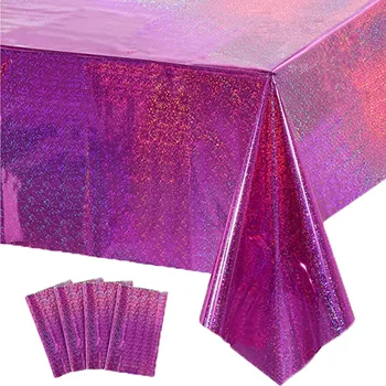 54x108Inch Iridiscencia Púrpura Manteles Láser TableCovers papel de Aluminio Chica de la Fiesta de Cumpleaños Decoración de Suministros de la Boda de Fiesta de Baile de la Discoteca