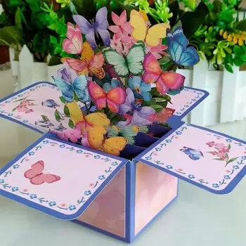 para el Cumpleaños Tropical Bloom Tarjeta de Felicitación en 3D aparece Ramo de flores de la Margarita/Clavel Flores de Papel Rosa/Lily/Girasol/Tulipán