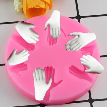 Humanos 3D de la Mano de Silicona Moldes de Parte de Cupcake Fondant Decoración de la Torta de Herramientas de Arcilla Dulces Gumpaste de Chocolate de los Moldes