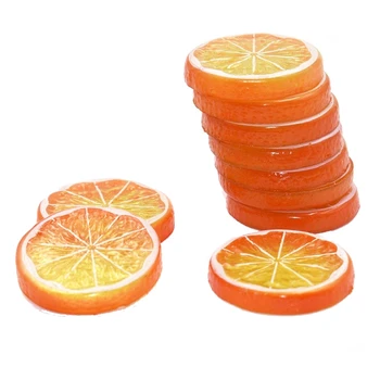 10 Pcs Falso Rebanada de Limón Artificial de la Fruta Altamente Simulación Realista del Modelo para la Fiesta en Casa de Decoración Naranja