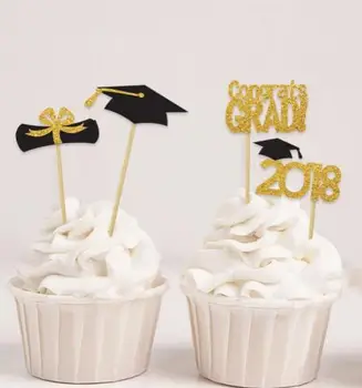 glitter 2018 Graduación Felicidades Grad! cupcake toppers Bautizo bautismo de parte de la decoración de la dona de selecciones