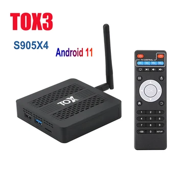 TOX3 de 4 gb a 32 gb Cuadro de TV Android 11 Amlogic S905X4 Set Top Box 2.4 G/5G BT4.1 Soporte de MP3, AAC, WMA RM FLAC Smart Box TV