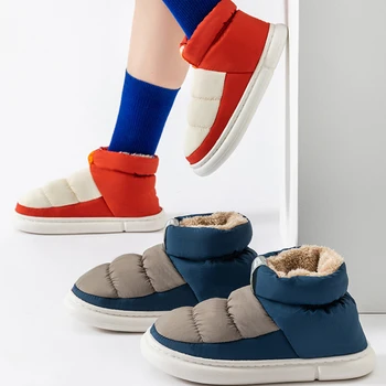 De invierno de los Hombres de Algodón, Zapatos de Estilo coreano Par Impermeable antideslizante Botas de Piel de Lana Caliente Plana Botas de Nieve Bota Inverno Masculina