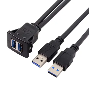 CY Xiwai Impermeable Dual USB 3.0 Extensión Pestillo de Montaje de Coche AUX Cable de 1m para el Panel de control