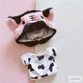 Ropa de la muñeca de Peluche 20cm de Corea del Kpop EXO Ropa de la Muñeca Perdida Niños Animal de Peluche de dibujos animados de la vaca sombrero de ropa interior de la camisa de Juguetes de Regalo