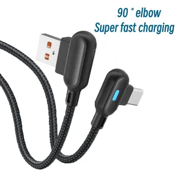 0.25 m Micro USB Tipo C Cable de Codo de 90 Grados Juego de Cables Con Luces LED Para IPad, Samsung, Xiaomi, Huawei Smartphone