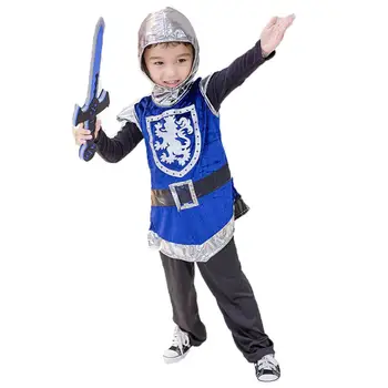 Kid Niños Caballero Medieval Guerrero De La Espada De Vestuario Infantil Lancelot Cosplay Cruzado Con Capucha Traje De Armadura Chaleco De Abrigo Pantalones Para Niños