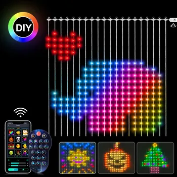 Aplicación inteligente de Control RGB Cortina de Luces 400 LED Cadena de Luces de Hadas de la Guirnalda De la Ventana del Dormitorio de la Decoración de Navidad al aire libre