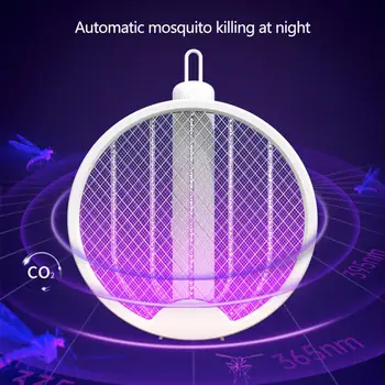 Eléctrico del Mosquito Swatter Conveniente 400mAh de Luz Púrpura Uso en el Hogar Plegable Mosquito Swatter Eléctrico del Mosquito Swatter