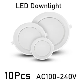 Downlight Led AC110V 220V de la Luz de Techo Spot Led Plafón Empotrado Abajo la Luz de la Ronda de 6W 10W, 14W 24W Foco de Iluminación de Interiores