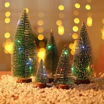 1pc Mini Árbol de Navidad de Sisal de Seda de Cedro Pino Verde Pequeño Árbol de Navidad Adornos de Año Nuevo Feliz Fiesta de Navidad de la Decoración del Hogar