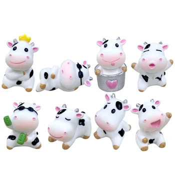 Escritorio Decoración Adornos Mini Jardín De Vaca Artesanías Pequeñas Estatuas De Vacas Juguetes Figuritas De Decoración Lácteos Miniaturas
