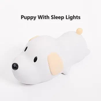 Creativo Papa Perro de Silicona Toque de Luz de Noche LED Recargable USB de Temporización Regulable Cachorro Luz de la Lámpara de Bebé Para los Niños Regalo de Navidad