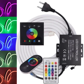 LED de Neón Luces de Tira Bluetooth Touch Control RGB 5050 220V Flexible de Neón de la Cinta de opciones la Cinta de 80LEDs/M Impermeable de la Cuerda de Neón Tubo
