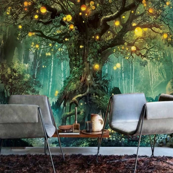 wellyu sueño Hermoso bosque de árbol de los deseos sala de TV fondo pared personalizados de gran mural de seda verde tapiz de tela