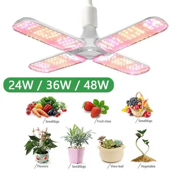 Plegable LED Crecen la Luz de Espectro Completo 24W 36W 48W 85-277V Interior Phytolamp Para las Plantas de Fito crecimiento de la Lámpara de Flores de Invernadero