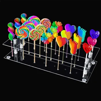 Acrílico Claro de la Paleta de Visualización de la Tabla de Doble capa Lollipop Puesto Pastel de Caramelo del Soporte de Exhibición de Titular fuentes del Partido