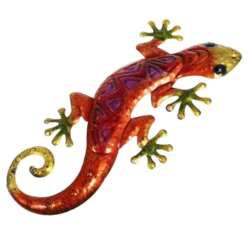 Gecko Colgante De Diseño De La Decoración Del Jardín Colorido Adorno De Hierro Que Cuelga De La Pared De La Casa Ornamento