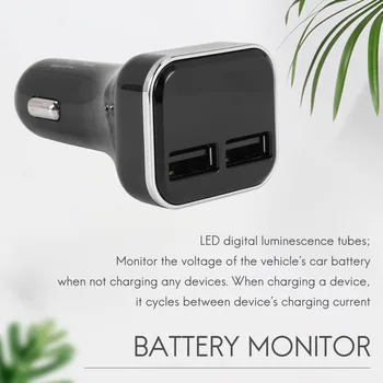 Cargador de coche Voltios Medidor de Batería de Coche Monitor con LED Voltaje y Amperios de Pantalla para iPhone 11 / Xs ,Galaxy S20 / S10