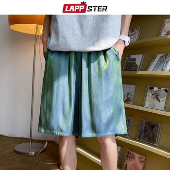 LAPPSTER Verano Y2k Streetwear Hielo Cortos de 2023 Diseñador del Tinte del Lazo Gráfico Sudor Pantalones de los Hombres Holgados Hip Hop Harajuku Suave Cortos