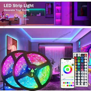 30m Smart LED de las Luces de Tira del RGB SMD5050 Luces de Neón de la Sincronización de Música Bluetooth Remoto de Luces LED para la Sala de las Luces de Navidad Decration