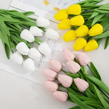 Artificial Tulip Simulación De Tulipán No Se Marchitan Realista Vívido Fresco De Mantenimiento De Plástico Arreglo Floral Decoración Del Hogar