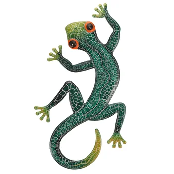 De La Pared De Metal Lagarto Gecko Decoración Al Aire Libre Jardín De La Escultura De Hierro De La Decoración Animal Colgante Cortinas Esculturas Patio De Adorno