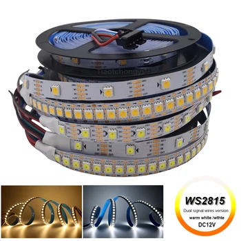 WS2815 LED tira de luz Direccionable Solo DC12V Color blanco cálido /blanco 30LEDs/m 60LEDs/m 5050 Píxeles inteligente de las luces de la Cinta