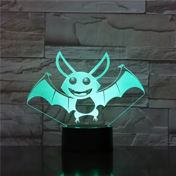 3D Lámpara de Halloween Bat Visual el Efecto de la Luz Personalizada Decoración de Dormitorio para los Niños Muy USB Led de Luz de Noche, lámpara de 1765