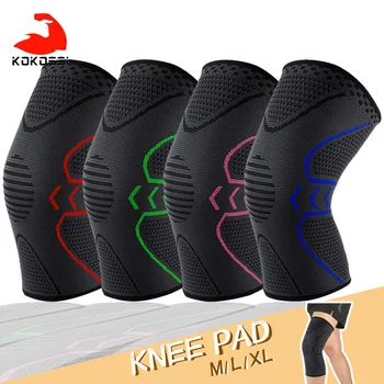 KoKossi 1Pcs de la Rodilla de Apoyo de la Compresión Elástica de Punto Antideslizante Kneepad de Baloncesto de los Deportes Fitness Rotuliano de la Rodilla de Protección