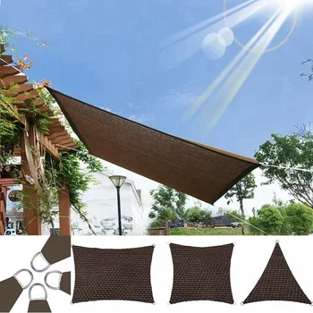 Gran Tamaño de Color Café HDPE Espesar Parasol Neto Gazebo del Jardín Sombreado solar de la Vela en la Pérgola de la Terraza a la Sombra de Tela de los Toldos