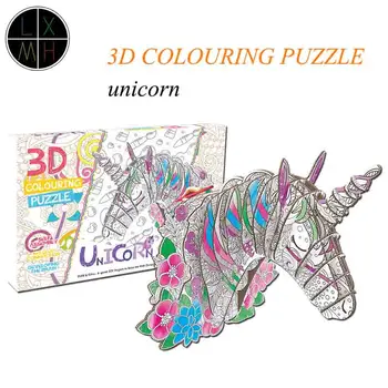 3D para Colorear Puzzle de definir el Arte de Colorear la Pintura de Rompecabezas para los Niños Creativos DIY Pintura de Puzzle Set de Juguetes con 10 Coloración de las Plumas