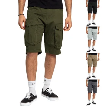 2023 Hombres de la Moda de Cortos de Carga Táctica Corredores Trabajo Casual Pantalones Masculinos Multi Bolsillos Sueltos Amplia Longitud de la Rodilla de la Pierna de Cortos de Verano