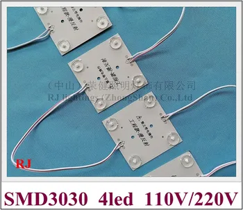 CA 110V / AC 220V de entrada del módulo del LED de luz de 69mm(L)*69mm(W)*5 mm(H) SMD 3030 4 LED de 4W (8 módulos + 1 conductor / set) difuso de la lente
