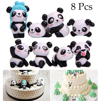 8 PCS Versión Lúdica de dibujos animados Panda Decoración de Pastel Creativo Jardín Salvaje Micro Paisaje Lindo Muñeco Partido de la Decoración de Pastel