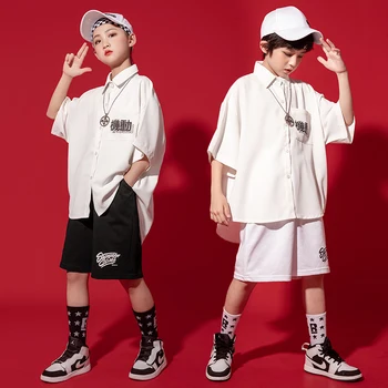 Los Niños De Hip Hop Ropa De Gran Tamaño Camisa Tops De Manga Corta Floja Streetwear Cortos Para Niñas Niños Danza Desgaste Traje De Ropa Deportiva