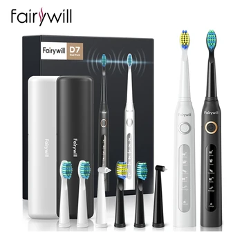Fairywill Sonic Cepillo de dientes Eléctrico FW-D7 conjunto de Carga USB caso de los Cepillos de dientes para Adultos con cepillo de dientes Cabezas 5 Modo Inteligente a Tiempo