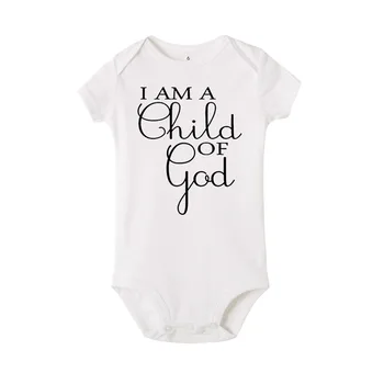 Soy un Hijo de Dios Carta de Impresión de Bebé Recién nacido Bebé Niña Niño Ropa de Manga Corta Mameluco Mono Pijama de Ropa de Bebé
