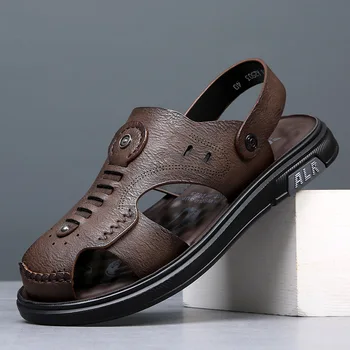 Baotou con un presupuesto fijo Sandalias de los hombres de verano de suela suave de la moda de ocio sandalias y zapatillas de doble propósito de conducción zapatillas hombres zapatos de playa