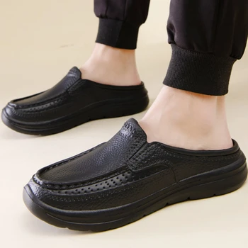 Gran Tamaño de los Hombres Zapatillas de Verano Impermeable de Cabeza Redonda de Sandalias de Color Sólido Ligero antideslizante Casual Chef Zapatos Zapatos Hombre